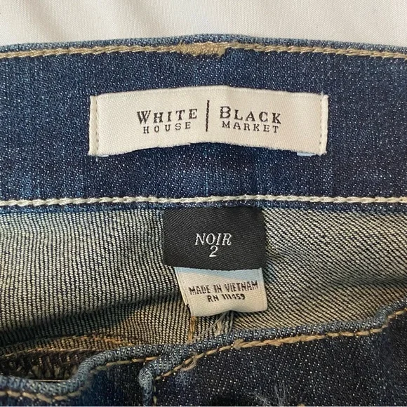 WHBM Women's Dark Blue Bootcut Flare Jeans with Floral Embroidery, Size 6 28" - Picture 5 of 8